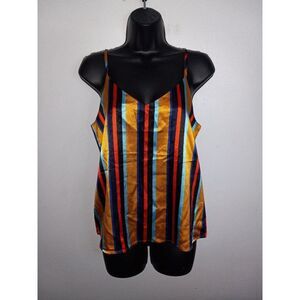 Cotton:On Riley Stripe Inca Gold Satin Astrid Cami Tank Top Blouse